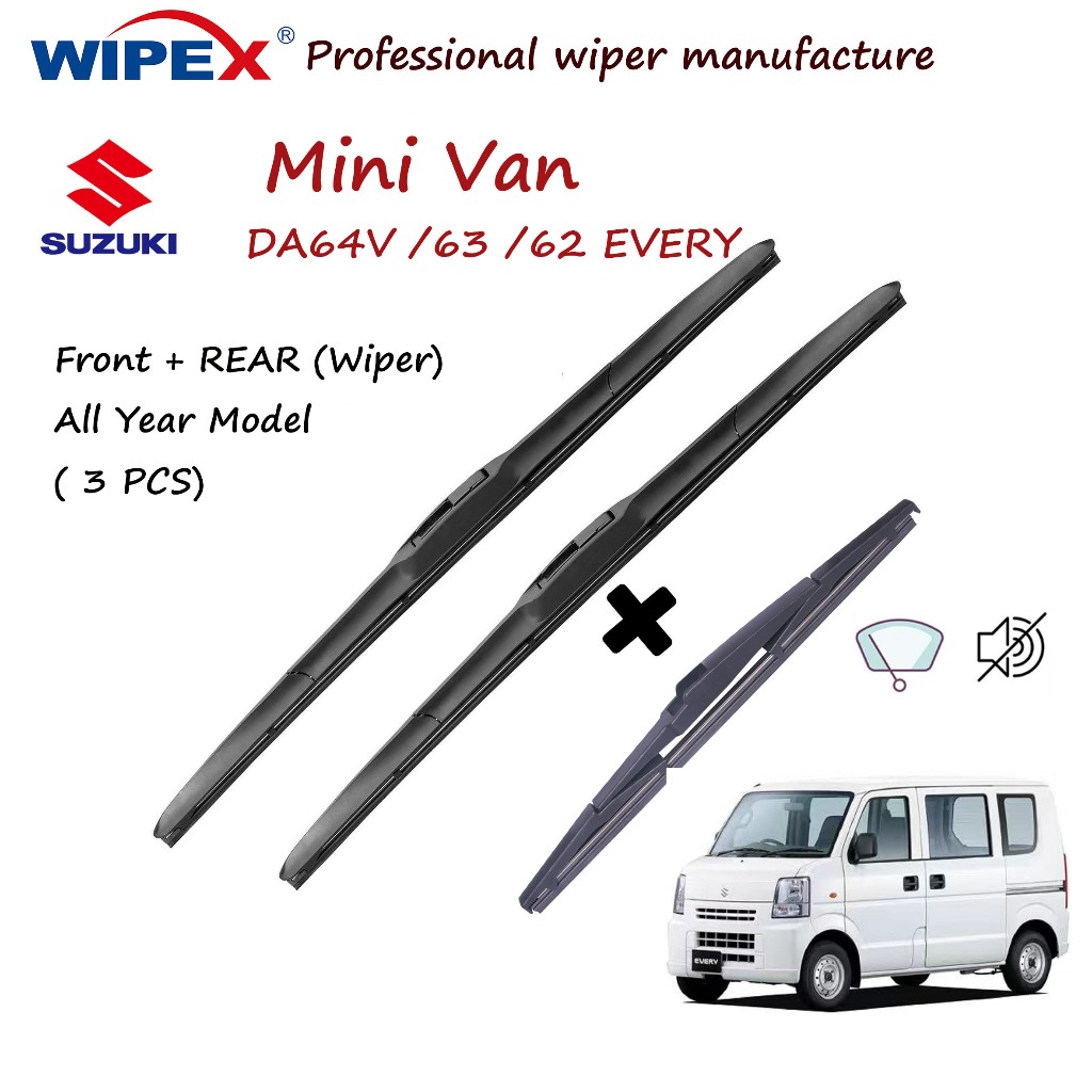 (ด้านหน้า + ด้านหลัง 3 ชิ้น) Suzuki Mini Van ใบปัดน้ําฝนชุดสําหรับ DA64V DA64W DA63T DA62V DA62W ทุก