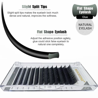 Matte ellipse ต่อขนตา ปลายแยก ขนตาปลอม แบบรวมไซส์8-14MIX รูปไข่ รากแบน ขนตาแต่ละชิ้น นุ่มขึ้นมาก