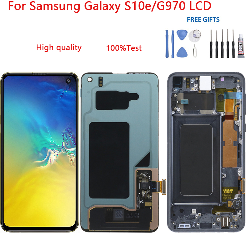 Tft/original 100% ทดสอบ Super LCD สําหรับ Samsung Galaxy S10e/G970 จอแสดงผล LCD หน้าจอสัมผัสพร้อมกรอบ Digitizer Assembly Replacement