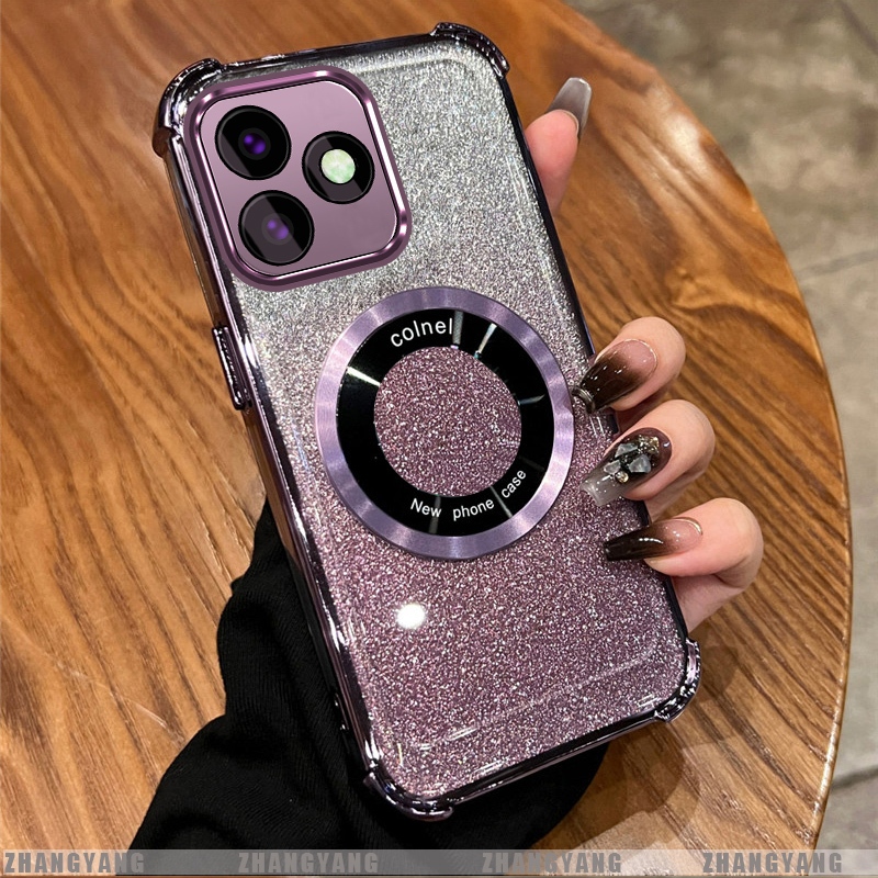 เคสสําหรับ infinix smart 8 hot 40i Electroplated สี่มุม anti drop flash แป้งเคสโทรศัพท์แม่เหล็กดูดความงามการออกแบบใหม่ TPU soft case
