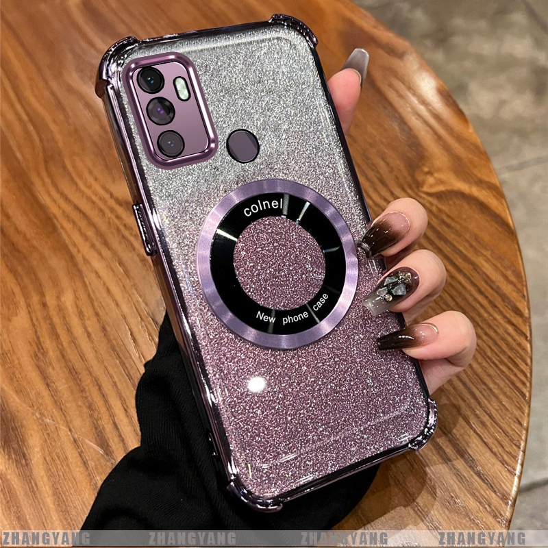 เคสสําหรับ OPPO A53 2020 A33 Electroplated สี่มุม anti drop flash powder เคสโทรศัพท์แม่เหล็กดูดความงามการออกแบบใหม่ TPU soft case