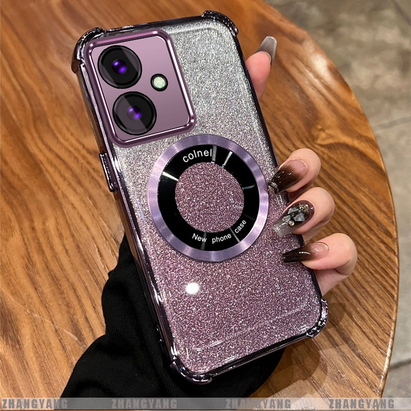 เคสสําหรับ OPPO A79 5G Electroplated สี่มุม anti drop flash powder เคสโทรศัพท์แม่เหล็กดูดความงามการออกแบบใหม่ TPU soft case