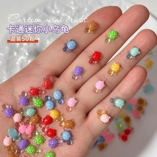 Rou Bao 50 ชิ้นเล็บมินิเต่า Noctilucent สีสันน่ารักการ์ตูนเรซิ่นเล็บ Art DIY Charms ตกแต่ง