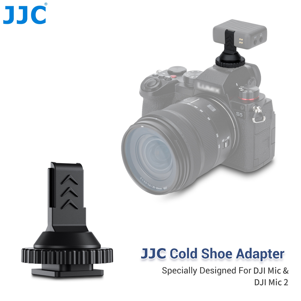 JJC Cold Shoe Adapter สำหรับ DJI Mic 2 & Mic ไมโครโฟนไร้สายบน Canon Sony Fujifilm Nikon กล้องรองเท้าร้อนหรือขาตั้งกล้องสำหรับ Vlog สตรีมมิ่งสด การบันทึกวิดีโอ TikTok