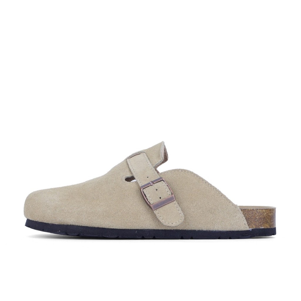 Boken รองเท้าแตะรองเท้าแตะผู้ชายชายหาดกลางแจ้งแบนคลาสสิก Casual Soft Cork Clogs Baotou สีกากี