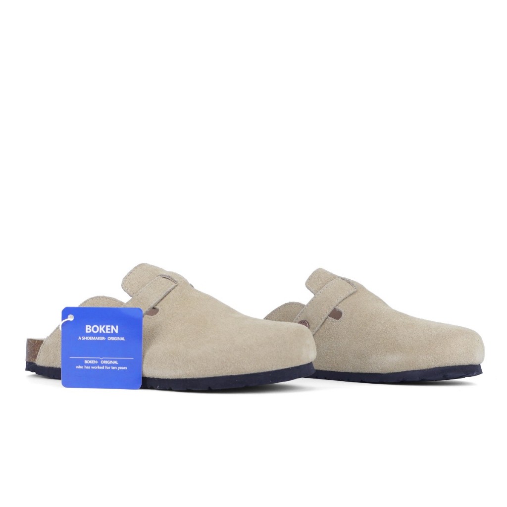 Boken รองเท้าแตะรองเท้าแตะผู้ชายชายหาดกลางแจ้งแบนคลาสสิก Casual Soft Cork Clogs Baotou สีกากี