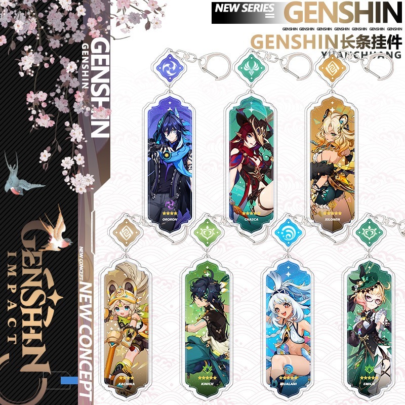 เกม Genshin Impact Ororon Chasca Sethos Mualani Kachina Kinich Emilie เกมอะคริลิคจี้พวงกุญแจพวงกุญแจ