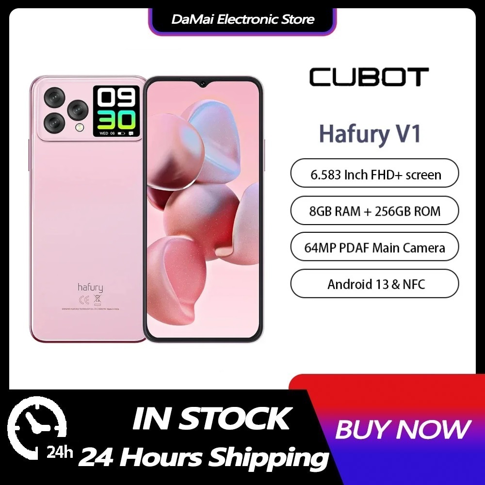 Cubot Hafury V1 สมาร์ทโฟน Android 6.583 "FHD + โทรศัพท์มือถือหน้าจอคู่ 16GB RAM (8GB + 8GB) 256GB RO