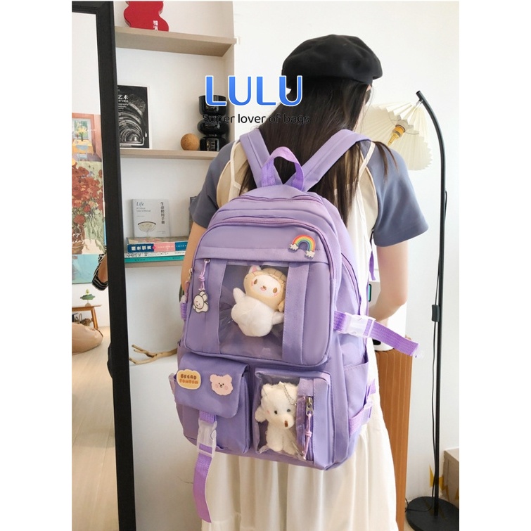 【STOCK IN Thailand】กระเป๋าเป้สะพายหลังนักเรียนมัธยม ความจุล้นหลาม ins กระเป๋านักเรียนญี่ปุ่นเกาหลีหญิงมัธยมรุ่นชิคๆมอริ Middle school student backpack. Overflowing capacity