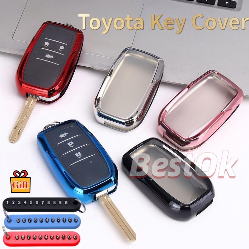 เคสกุญแจรถยนต์ TPU แบบนิ่ม พร้อมพวงกุญแจ สําหรับ Toyota Folding Isuzu Flip Corolla RAV4 Avensis Verso Yaris Aygo Hilux Fortuner Camry Revo Altis Prius Camry Coroll