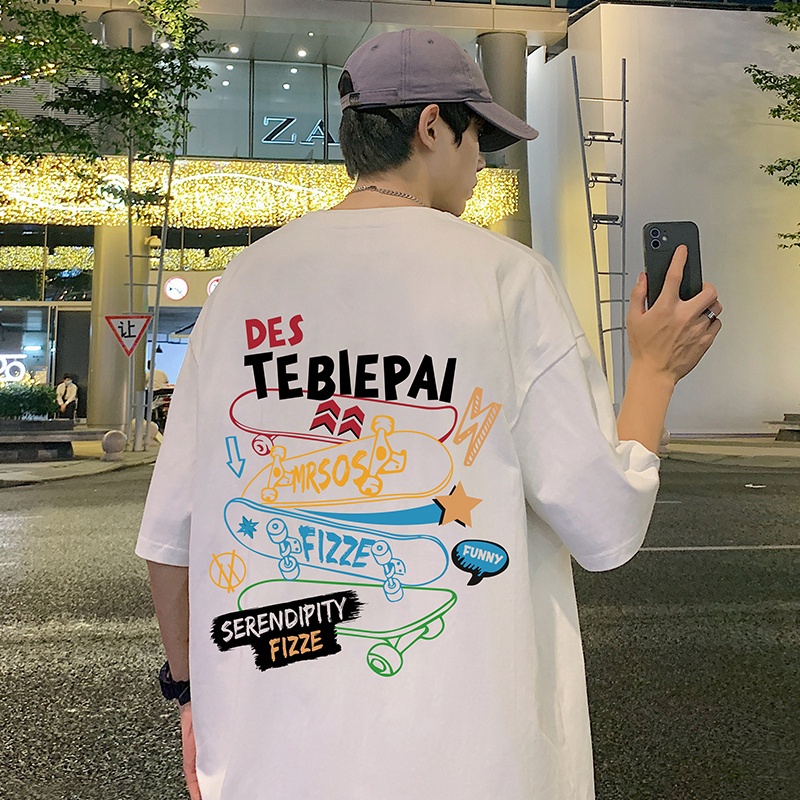 เสื้อยืดแขนสั้นแชมป์ญี่ปุ่นสําหรับผู้ชายและผู้หญิงอินเทรนด์สไตล์ใหม่ผ้าฝ้ายแท้คอกลมหลวม