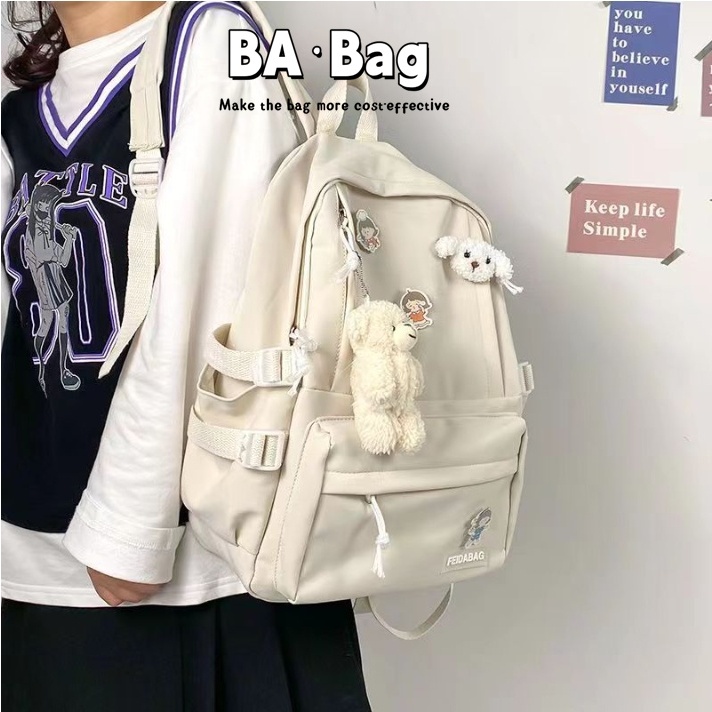 【STOCK IN Thailand】ใหม่ฮาราจูกุกระเป๋านักเรียนนักเรียนขนาดใหญ่-ความจุกระเป๋านักเรียนสดอินเทรนด์กระเป๋าเป้สะพายหลังพัดลมเครื่องมือสไตล์กระเป๋าเป้ New Harajuku School Tote. Large Storage. Enough Room. Fan Part. Lovely Style