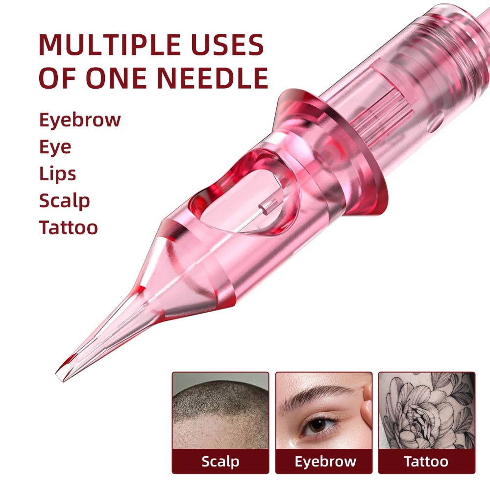 1 ชิ้นสีชมพู PMU SMP สักตลับหมึกเข็ม Pernmanent แต่งหน้า Eyebeow ริมฝีปาก Liner แต่งหน้าเข็มตลับหมึก