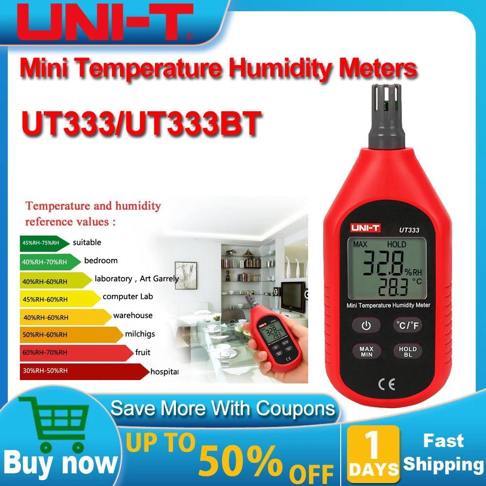 UNI-T UT333BT เครื่องวัดความชื้นอุณหภูมิขนาดเล็ก UT333 LCD เครื่องวัดอุณหภูมิจอแสดงผลดิจิตอลเครื่องว