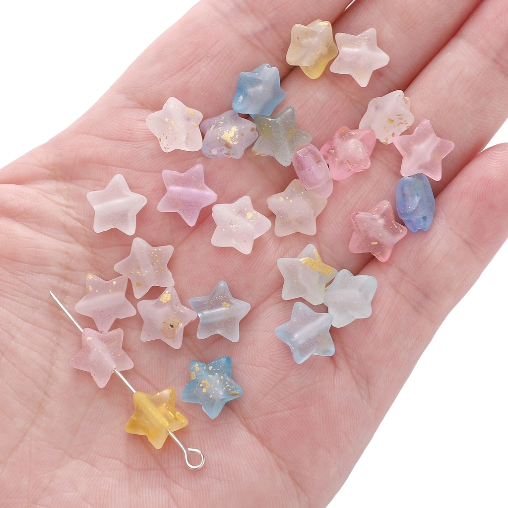 [10x9 มม.] 45 ชิ้นอะคริลิคดาวห้าแฉกเคลือบจุดดาวห้าแฉก ทําเอง สร้อยข้อมือสร้อยคออุปกรณ์เสริม