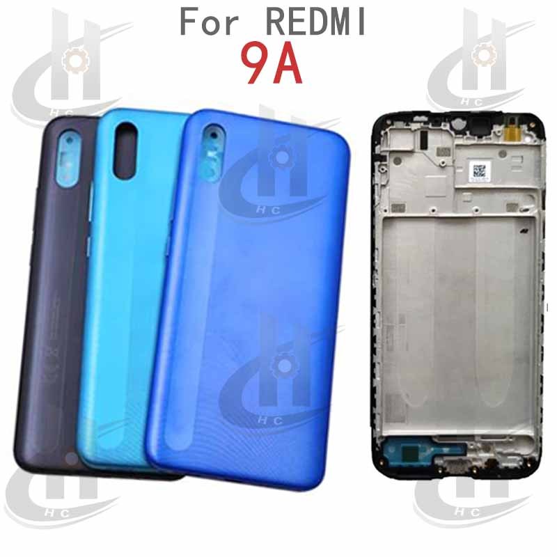สําหรับ Xiaomi Redmi 9A แบตเตอรี่ฝาหลังประตู LCD ด้านหน้ากรอบกลางผู้ถือเลนส์กรอบกล้อง