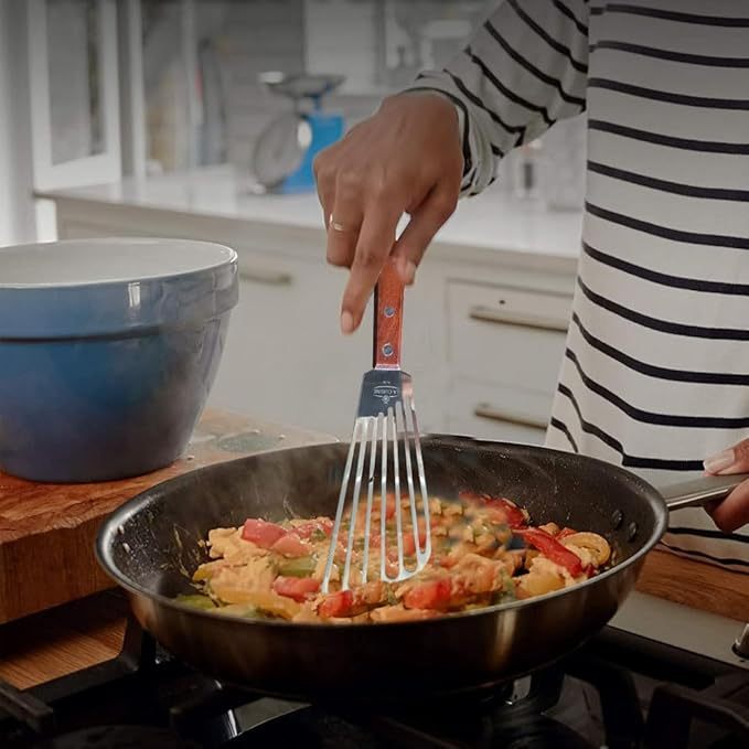 La Cuisine Fish Slotted Spatula Turner with Beveled Edged Stainless Steel, For Flipping Fish Egg Pancake Patties Fries. ใบมีด 6.5