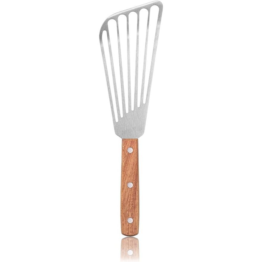 La Cuisine Fish Slotted Spatula Turner with Beveled Edged Stainless Steel, For Flipping Fish Egg Pancake Patties Fries. ใบมีด 6.5