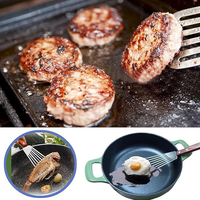 La Cuisine Fish Slotted Spatula Turner with Beveled Edged Stainless Steel, For Flipping Fish Egg Pancake Patties Fries. ใบมีด 6.5