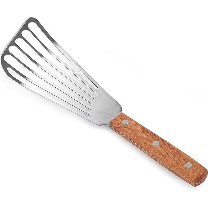 La Cuisine Fish Slotted Spatula Turner with Beveled Edged Stainless Steel, For Flipping Fish Egg Pancake Patties Fries. ใบมีด 6.5