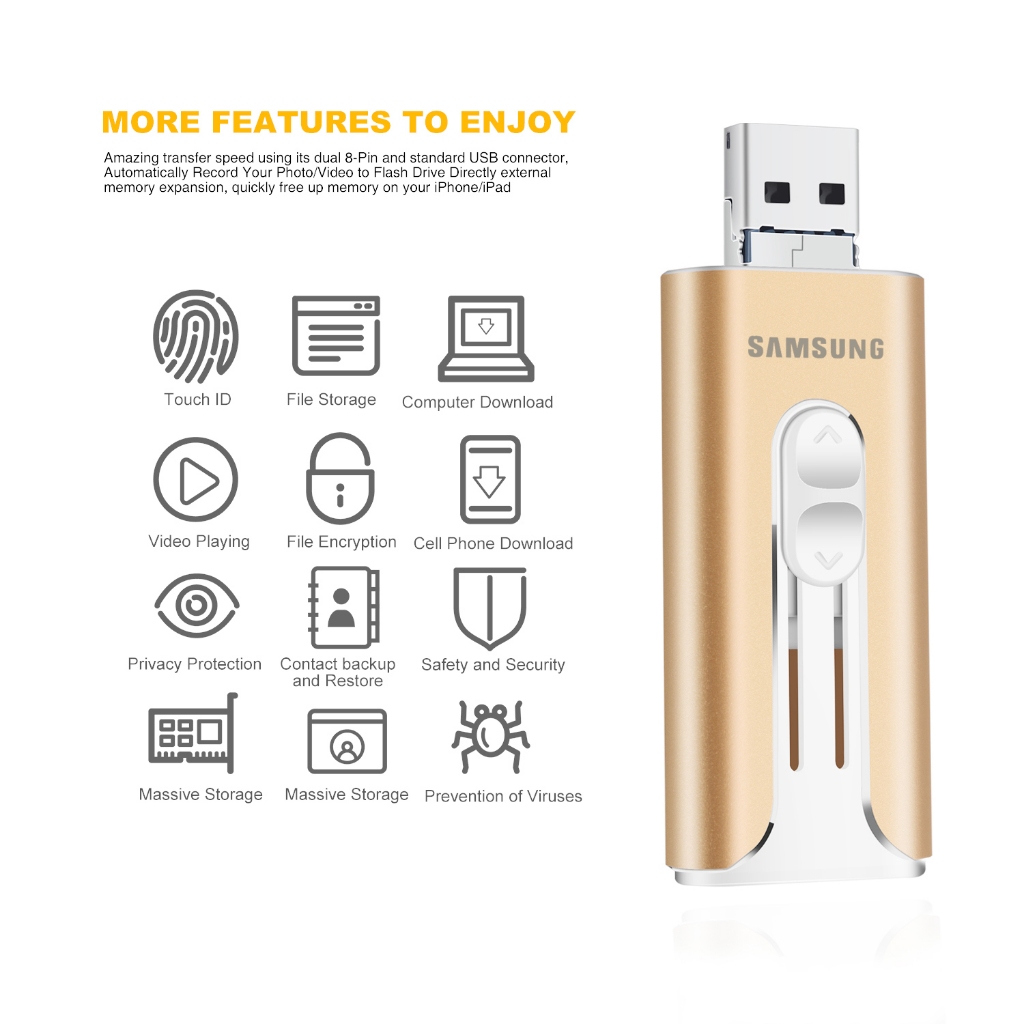 โทรศัพท์มือถือ Samsung U Disk 2TB เหมาะสําหรับ Apple Android otg 3 in 1 แฟลชไดรฟ์หน่วยความจําข้อมูลภายนอก