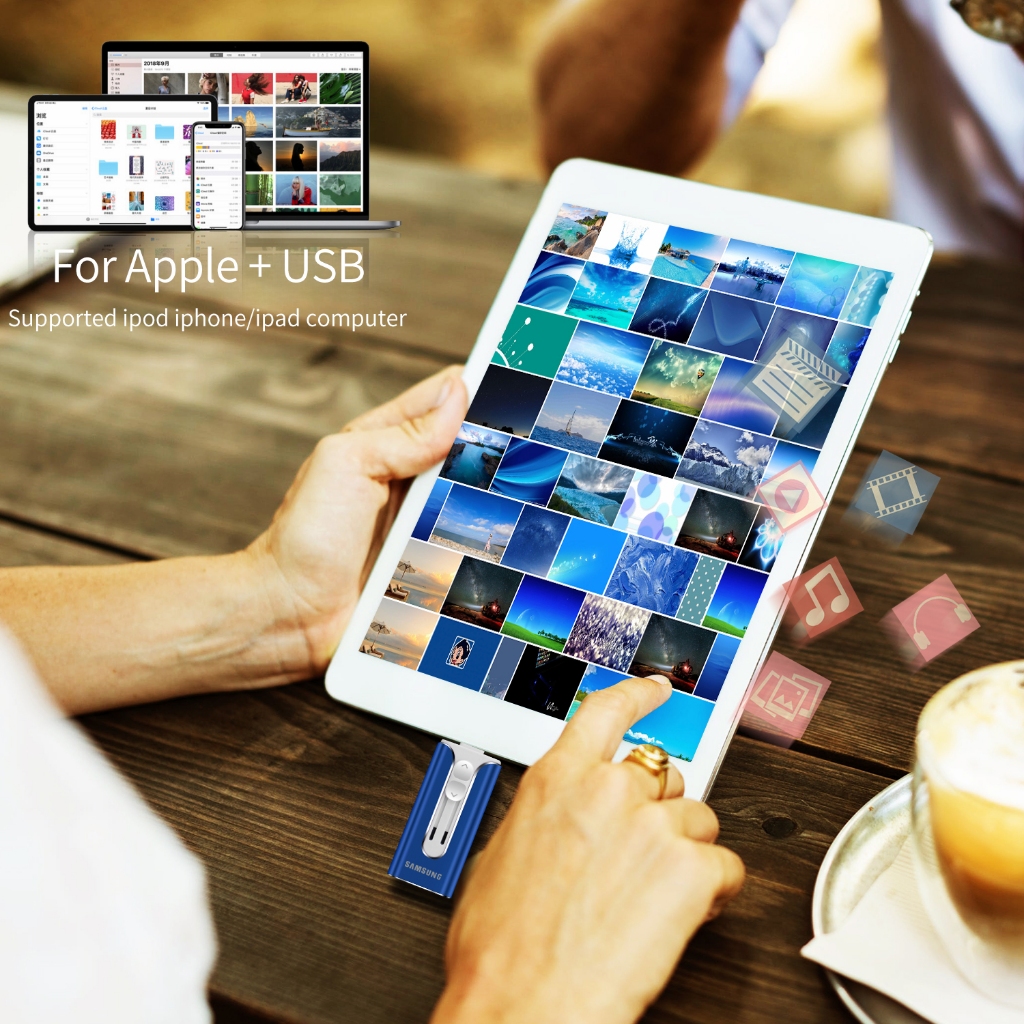 โทรศัพท์มือถือ Samsung U Disk 2TB เหมาะสําหรับ Apple Android otg 3 in 1 แฟลชไดรฟ์หน่วยความจําข้อมูลภายนอก