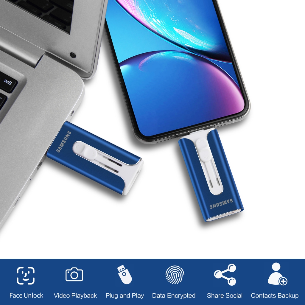 โทรศัพท์มือถือ Samsung U Disk 2TB เหมาะสําหรับ Apple Android otg 3 in 1 แฟลชไดรฟ์หน่วยความจําข้อมูลภายนอก