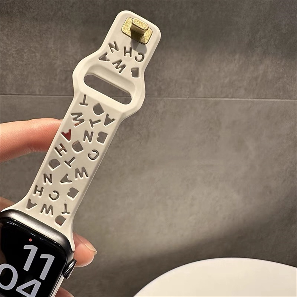 3d Creative สายนาฬิกาซิลิโคนสําหรับ Apple Watch S10/9/8/7/6/5/4/3/2/1 SE2 ULTRA กีฬายางเปลี่ยนสร้อยข้อมือสําหรับ iwatch 49 มม.46 มม.45 44 42 41 40 38 ใหม่ S10 สาย