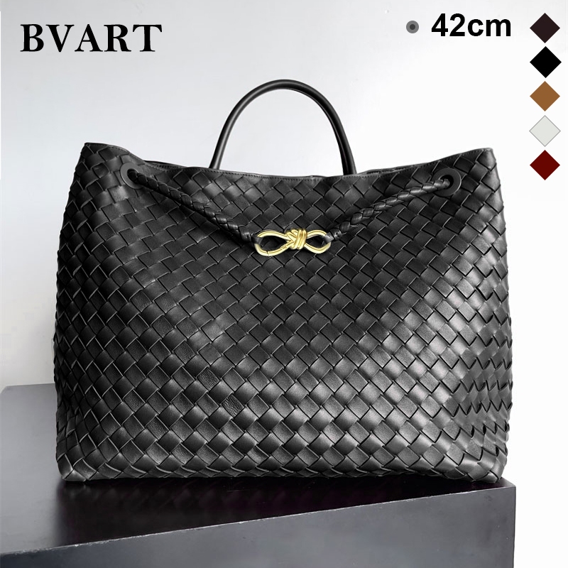 Andiamo กระเป๋าถือกระเป๋าเดินทางความจุขนาดใหญ่หนังแท้ทอมือ 2024 ฤดูใบไม้ร่วงและฤดูหนาวใหม่ Unisex