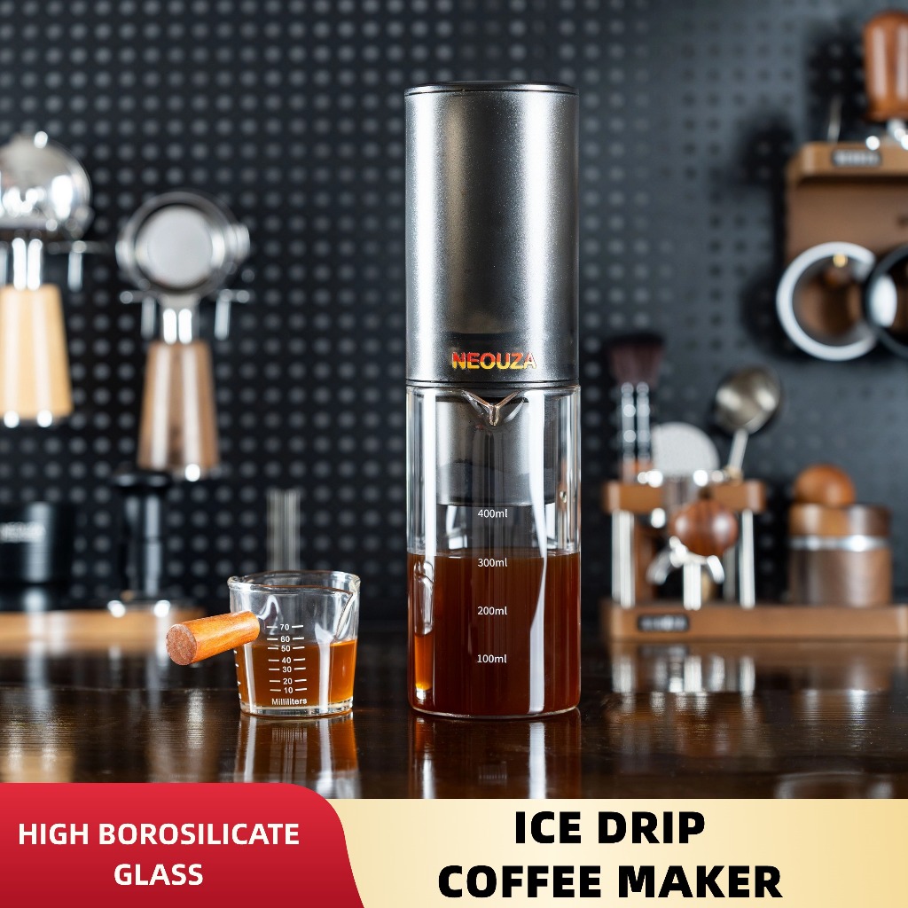 Neouza เครื่องชงกาแฟ Cold Brew,เครื่องชงกาแฟเย็น - การปรับความเร็วไม่มีที่สิ้นสุด 400 มล. แก้ว Borosilicate พร้อมสเกลวิทยาศาสตร์ใส รวมตัวกรอง 100 ชิ้น สําหรับ 2-4 เสิร์ฟ