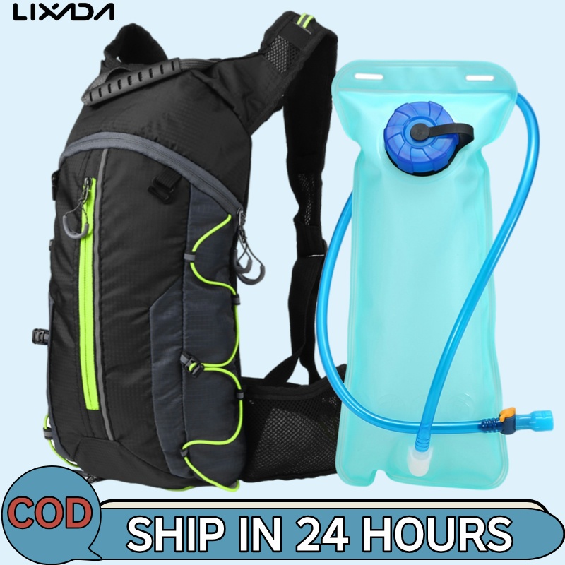 LIXADA [ลิซาดะ ห้างสรรพสินค้า] กระเป๋าเป้สะพายหลังขี่จักรยานพับได้พร้อม 2ล จักรยานกระเพาะปัสสาวะน้ําน้ําหนักเบากีฬากลางแจ้งขี่กระเป๋าเป้สะพาย