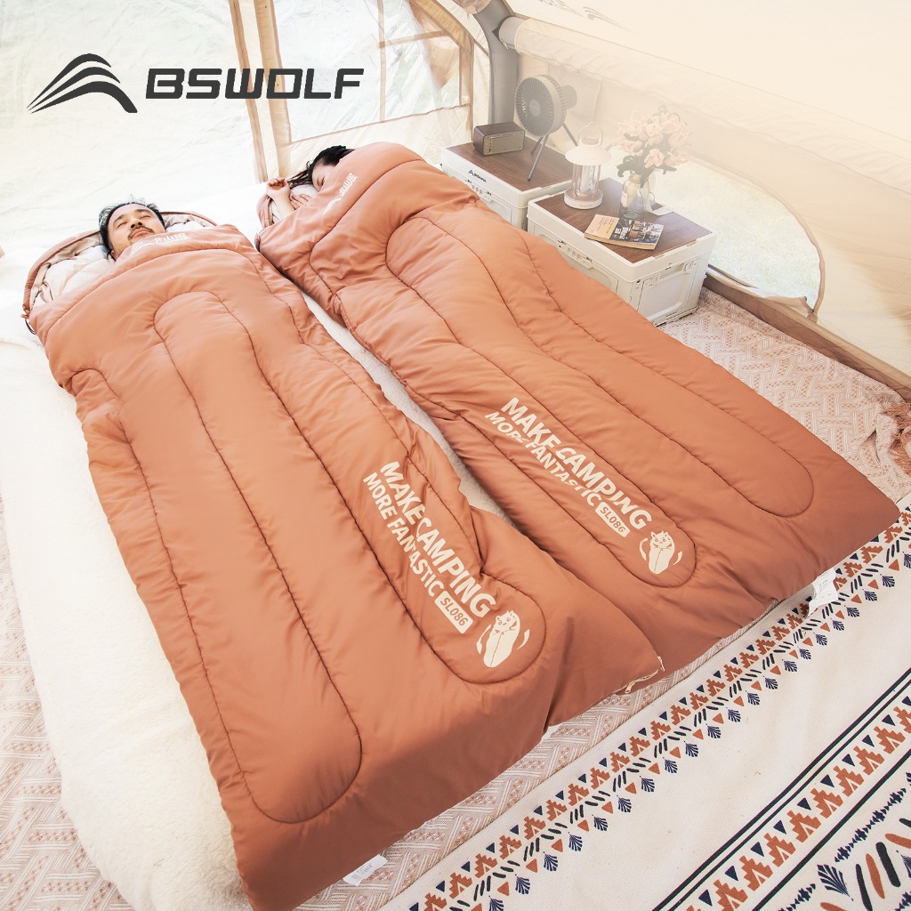 Bswolf ถุงนอนหนาผู้ใหญ่แบบพกพา Outdoor Camping ฤดูหนาวเย็นและอุ่นสามารถ Spliced ผ้านวมคู่