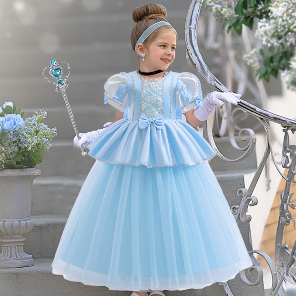Cinderella Belle เครื่องแต่งกายสําหรับสาวฮาโลวีนปลอมตัวคอสเพลย์ราพันเซลชุดเจ้าหญิงเด็กคริสต์มาสวันเกิดเสื้อผ้าเด็ก ASMR096