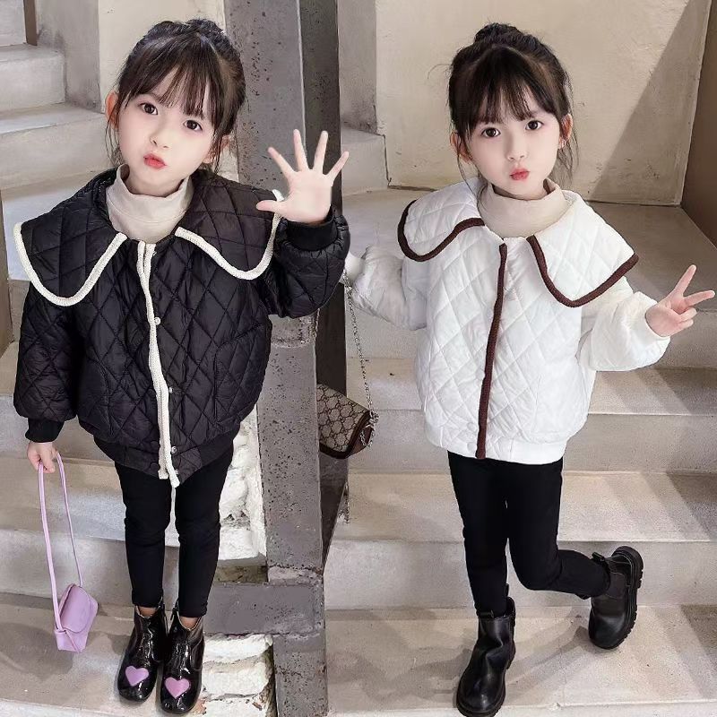 สาวฤดูใบไม้ร่วงเสื้อน้ําหนักเบาผ้าฝ้ายเสื้อขนาดใหญ่ปกกลิ่นหอมขนาดเล็กด้านบน