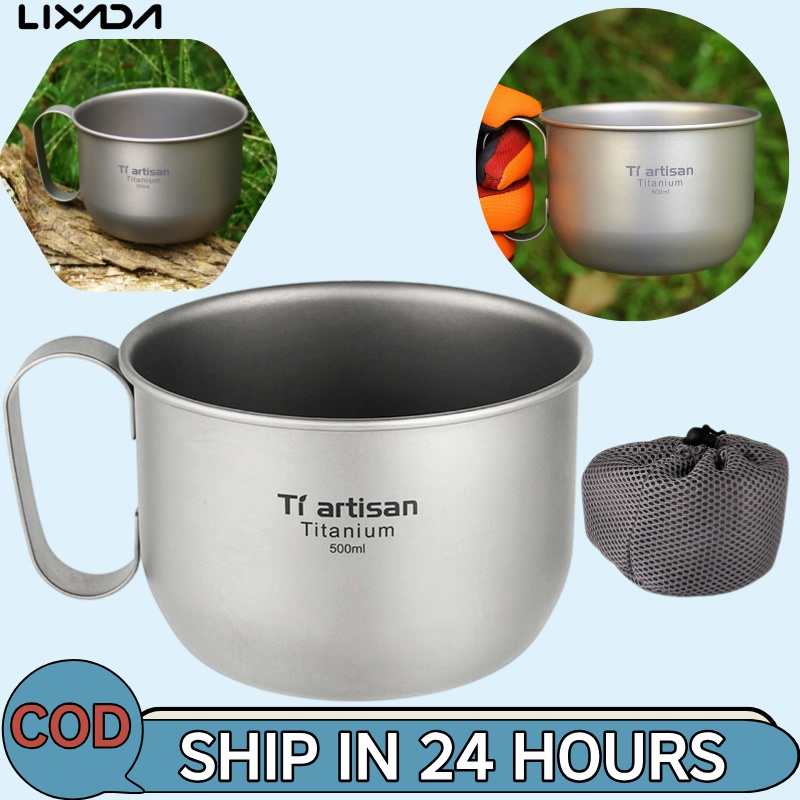 [LIXADA Mall] 500ml Titanium Water Cup แก้วกาแฟ Outdoor Camping Hiking Backpacking