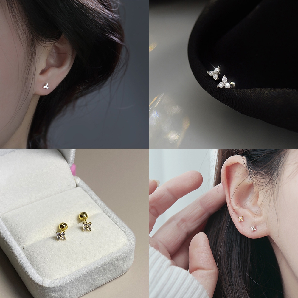 1ชิ้น ก23 ต่างหูเหล็กไทเทเนียมต่างหูดอกไม้ขนาดเล็กประณีตและน่ารักเครื่องประดับสตรี