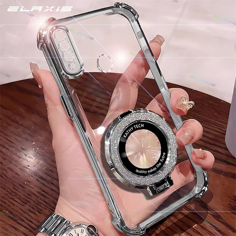 Elaxis หรูหราโปร่งใสสําหรับ OPPO A31 เคสโทรศัพท์สี่มุมกันกระแทกไร้สายชาร์จแหวนขาตั้ง Soft HD ปกหลัง ES024