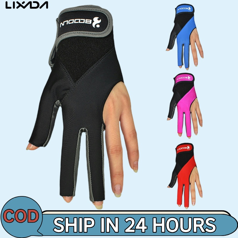 [LIXADA Mall] 1 ชิ้น Pool Cue Gloves บิลเลียดสามตัดถุงมือถุงมือมือซ้ายอุปกรณ์บิลเลียด
