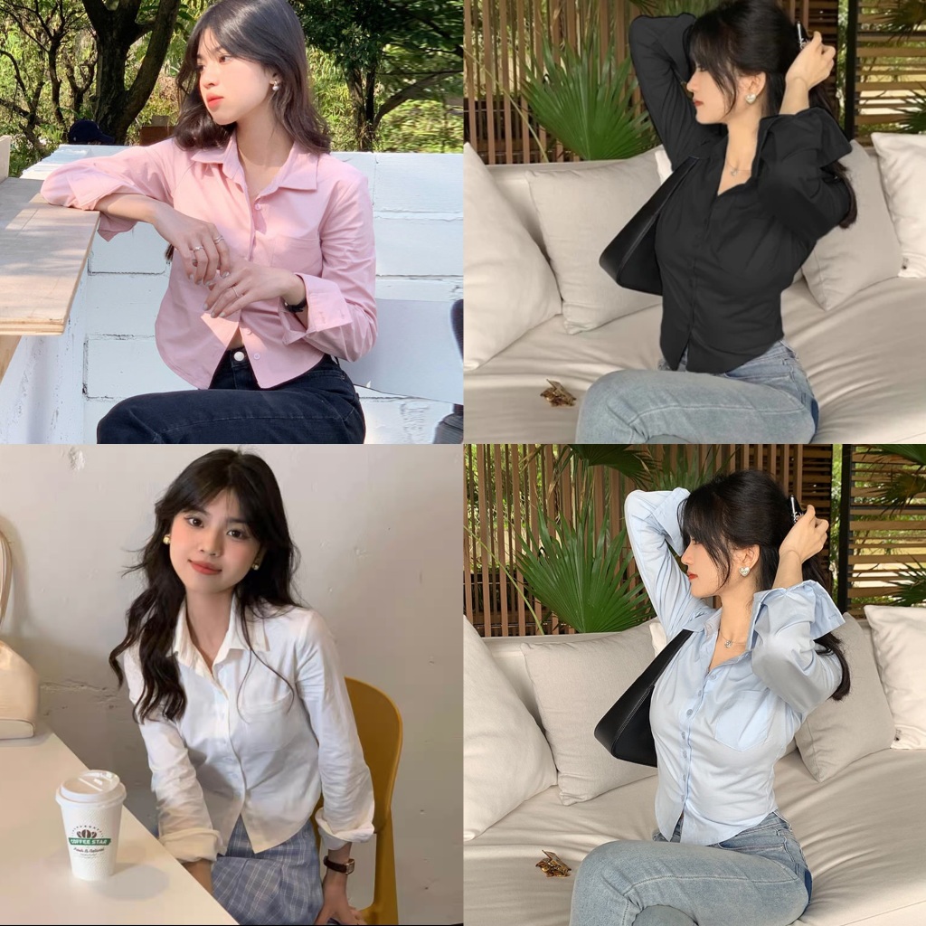 ใหม่ เสื้อเชิ้ต แขนยาว สีพื้น เอวลอย แฟชั่นฤดูใบไม้ผลิ สําหรับผู้หญิง