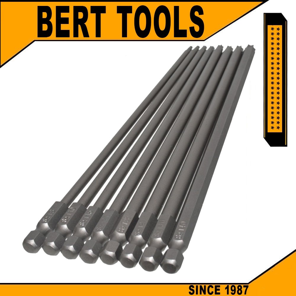 BERT ｜ดอกไขควงแม่เหล็กไฟฟ้า ชุดดอกไขควงแม่เหล็ก S2 ก้านเหล็ก 1/4 นิ้ว กันลื่น 200 มม ดอกพลัมกลวง