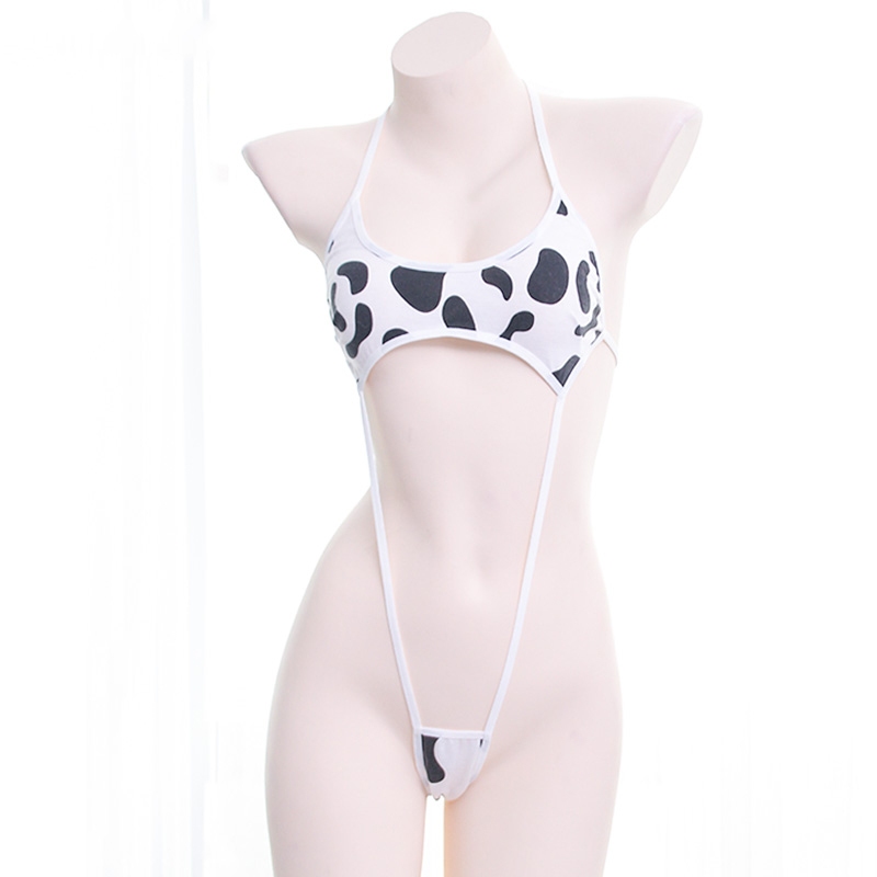 [สต๊อกพร้อมในประเทศไทย] [ Mens Favorite Cute Polka Dot Little Cow Laced-Up ชุดว่ายน้ําบิกินี่คอสเพลย์คู่สิ่งล่อใจชุดนอนเซ็กซี่ชุดอย่านอนคู่ F