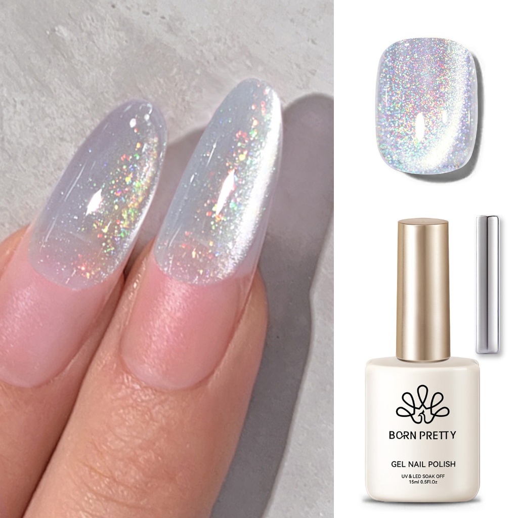 BORN PRETTY 15ml Rainbow Water Light Cat Eyes Magnetic Gel Polish Shining Sliver เลเซอร์กึ่งถาวร UV Gel