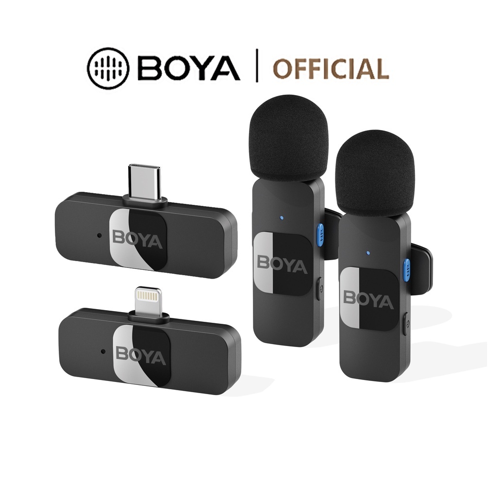 BOYA BY-V 2.4GHz ไมค์ไร้สาย ไมค์ไลฟ์สด ไมค์ไลฟ์สดตัดเสียงรบกวน ไมค์ติดโทรศัพท์ สำหรับ iPhone Type-C