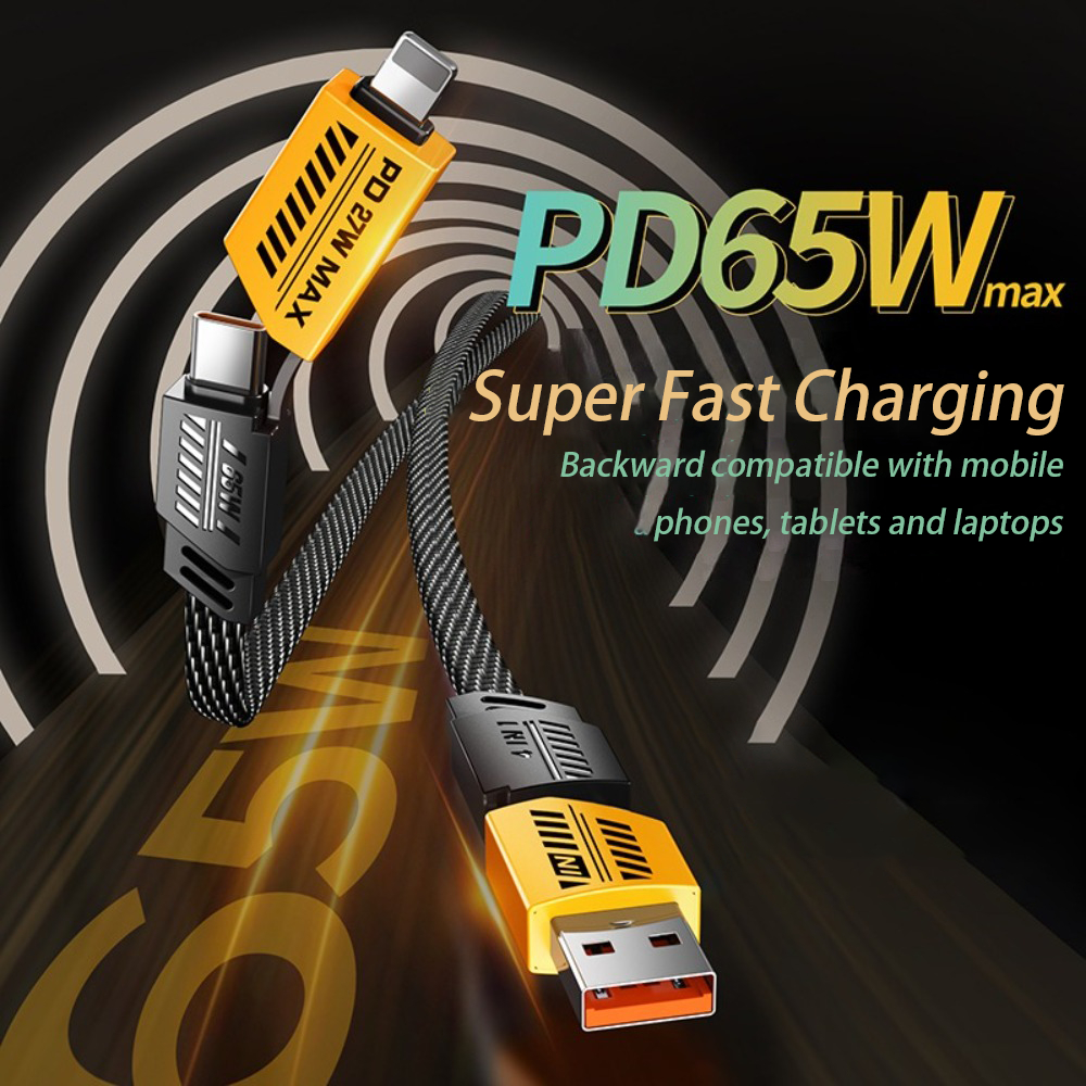 Pd65w ใหม่ Multi-Port สายชาร์จ 4-in-1 สายเคเบิลข้อมูล Typec 2-in-2 Super Fast สายชาร์จสําหรับ Huawei