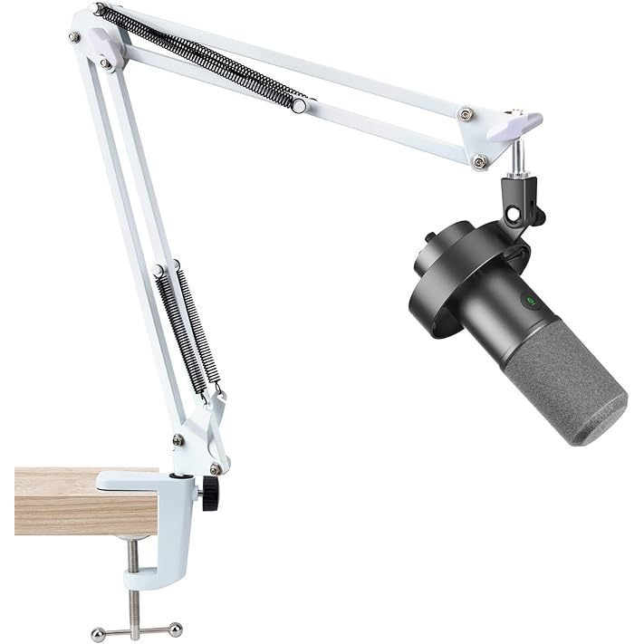 Fifine K688 Boom Arm, แขนไมค์สีขาวเข้ากันได้กับ Fifine K688, PD200XS, Seiren Mini, ขาตั้งไมค์สําหรับ