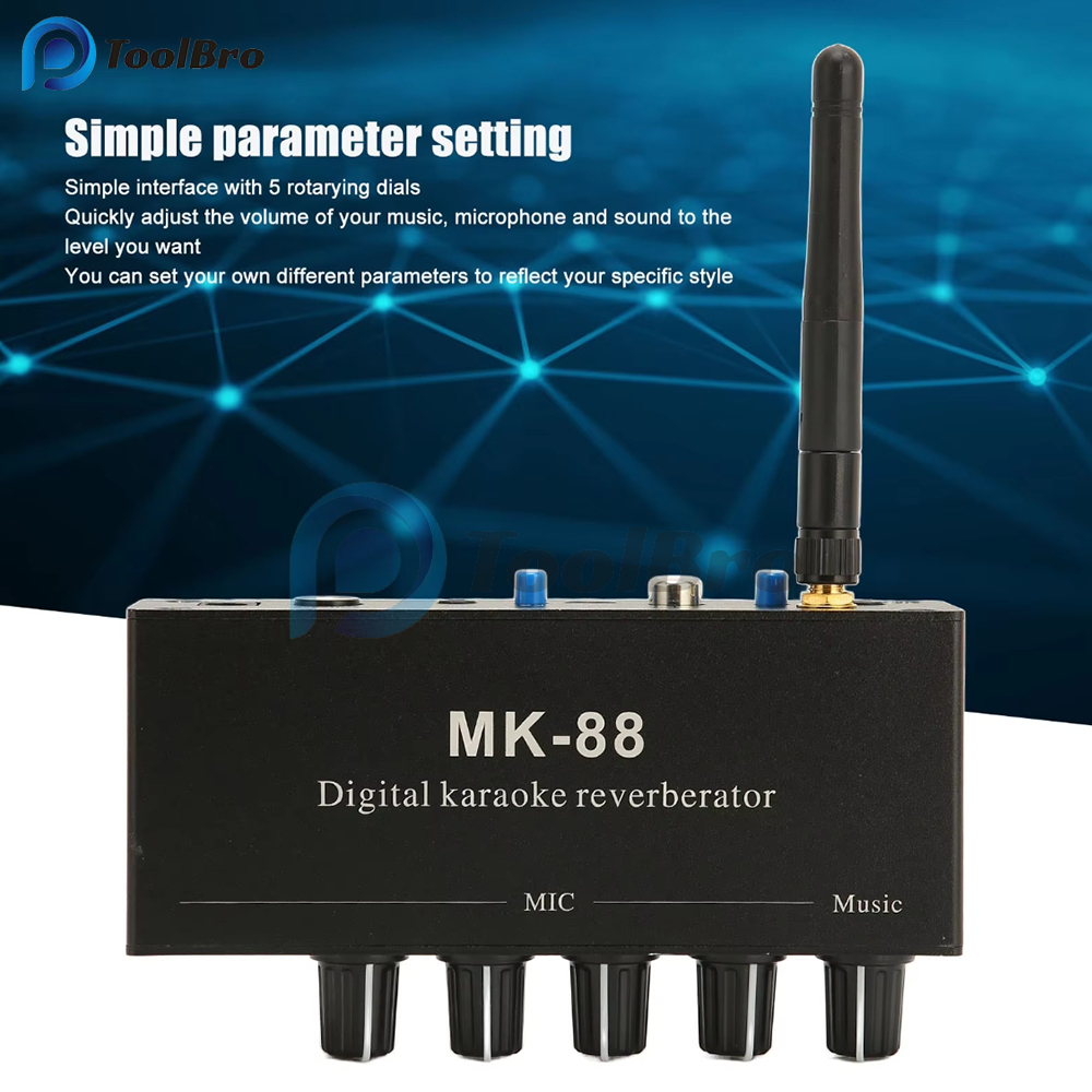 Mk-88 6.5 มม.คาราโอเกะผสมอลูมิเนียม Dual ไมโครโฟนอินพุตแบบพกพาดิจิตอลคาราโอเกะ Reverberator สําหรับ DJ Music Stage KTV