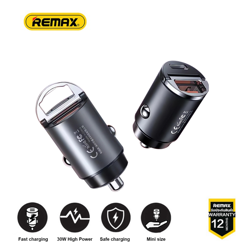 REMAX RCC110 30W PD +QC Multi-Compatible Fast Charging Car Charger USB-A/USB-C รับประกันหนึ ่ งปี
