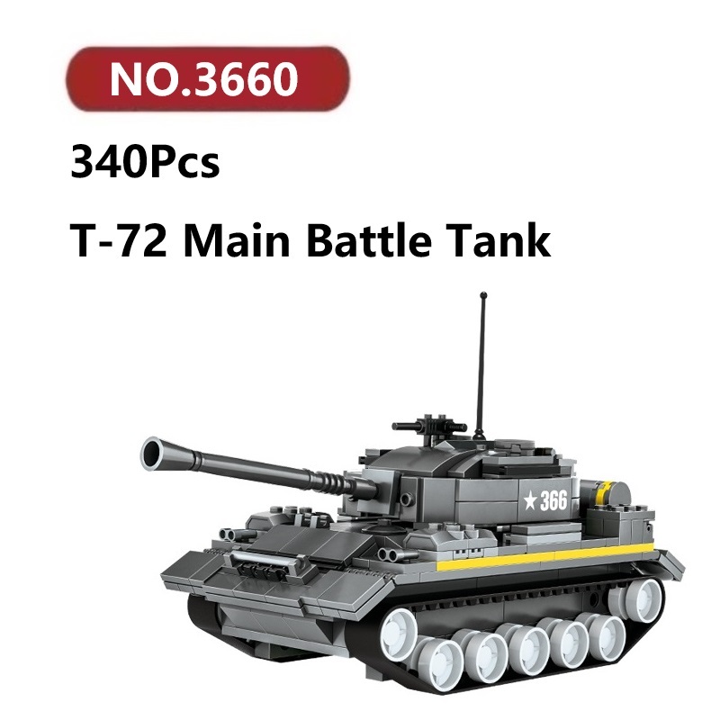 T-72 รถถังต่อสู้หลัก เข้ากันได้ตัวต่อเลโก้ 340ชิ้น WANGE Tank เลโก้ชุดของเล่น