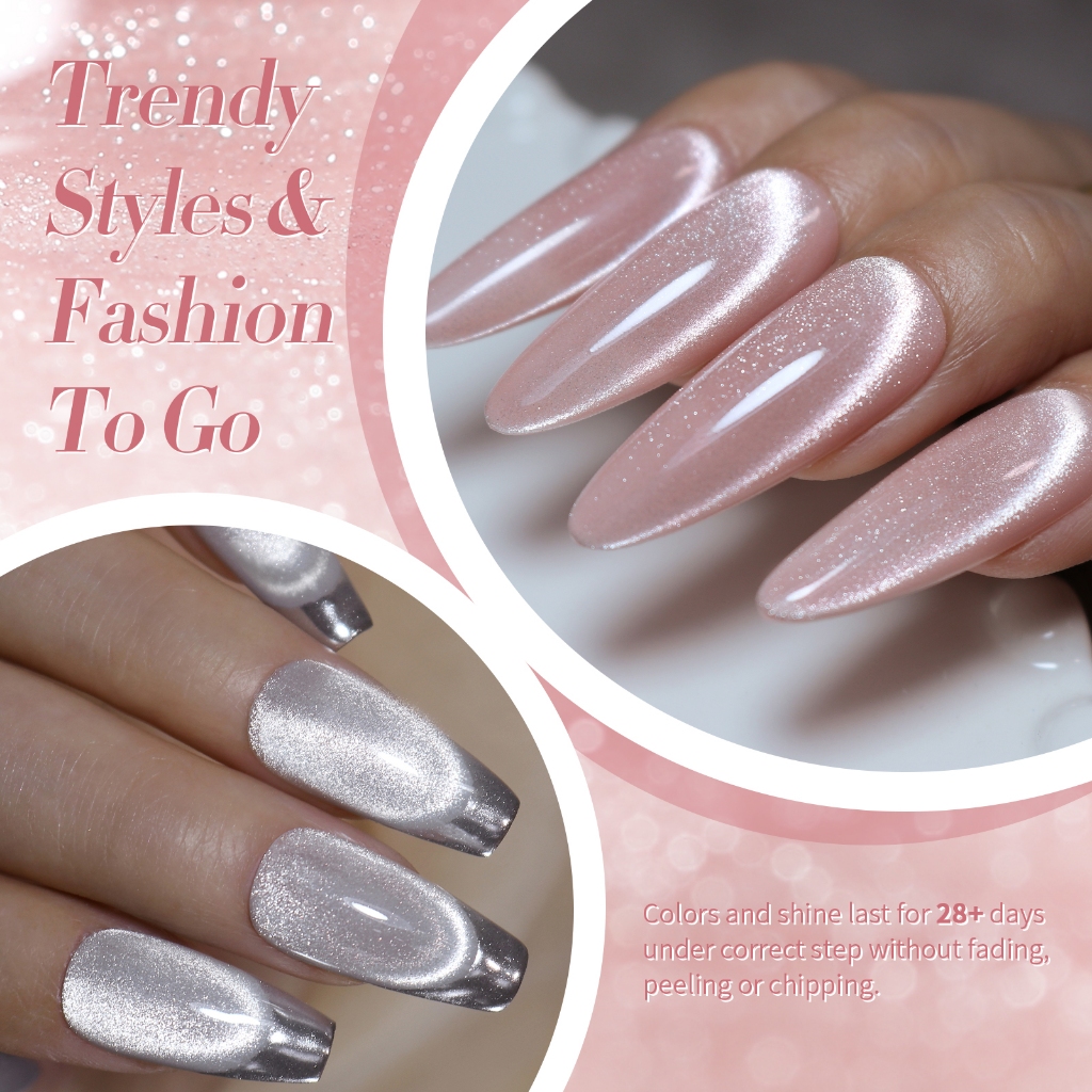 BORN PRETTY 6 ชิ้น Milky Jelly Cat Eyes Magnetic Nail Gel Polish Pink Silver Nail Art Gel Set ราคา ถูกที่สุด ดีลบีเคเค แกลเลอรีภาพที่ 4