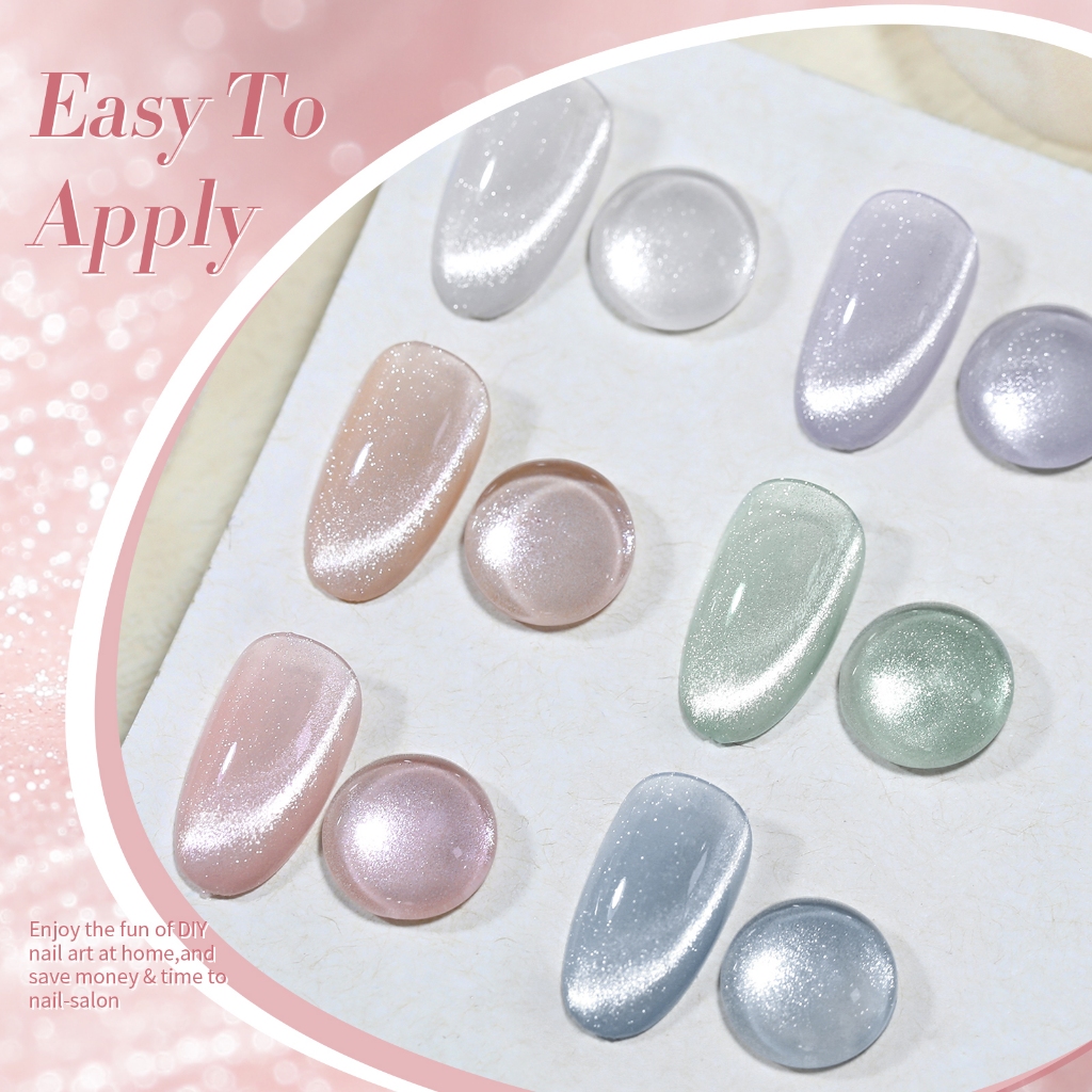 BORN PRETTY 6 ชิ้น Milky Jelly Cat Eyes Magnetic Nail Gel Polish Pink Silver Nail Art Gel Set ราคา ถูกที่สุด ดีลบีเคเค แกลเลอรีภาพที่ 5